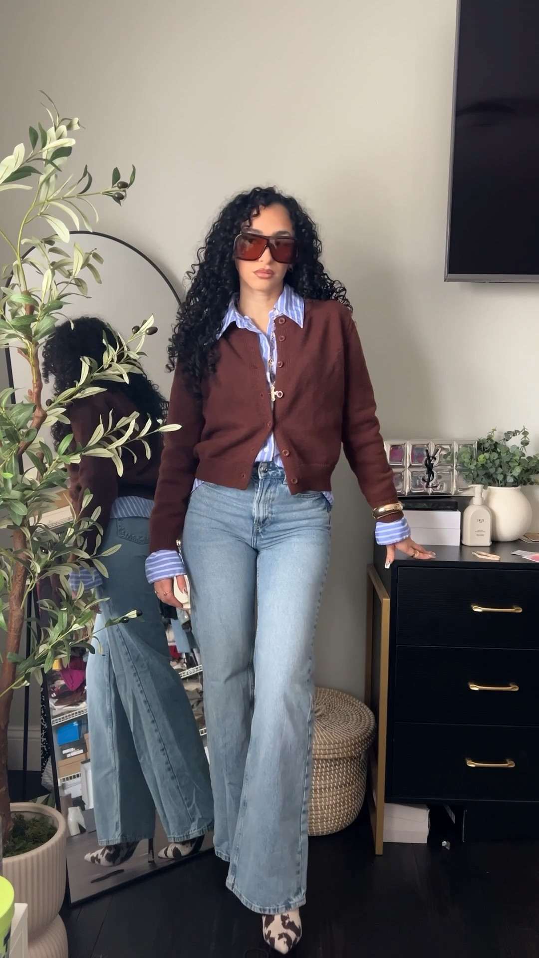 How I turn a basic outfit into a Pinterest outfit ✨ I love to layer so throwing a cardigan over a button up tucked in seemed perfect then the accessories bring it to another level. Also adding a statement boot gives the outfit the edge it needs 

#LTKootd #LTKPetite #LTKgrwm