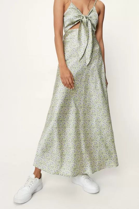 Ditsy Floral Print Satin Maxi Skirt | Nasty Gal (US)