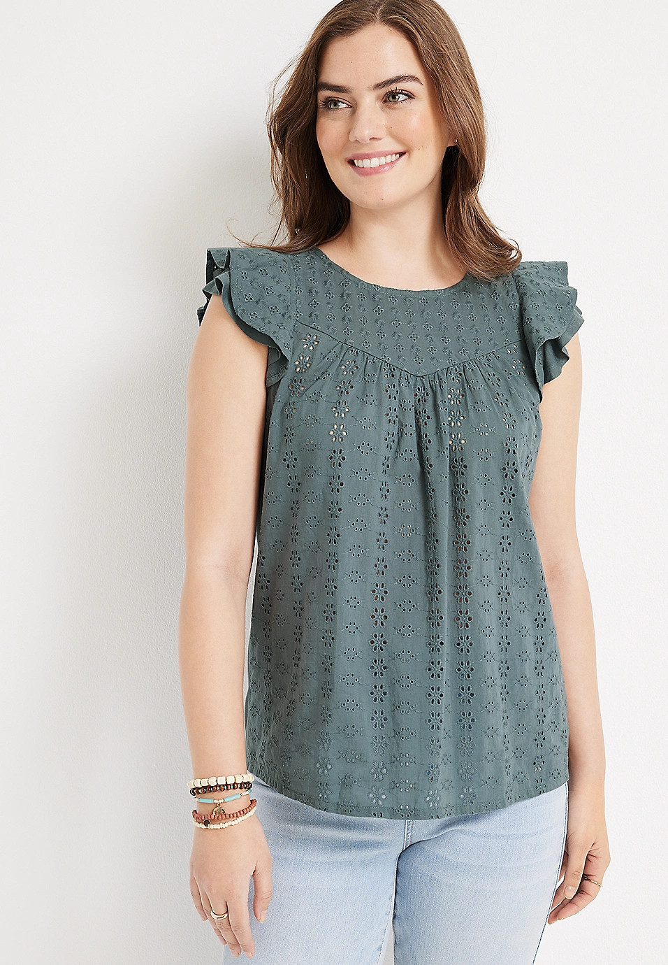 Eyelet Flutter Sleeve Blouse | Maurices