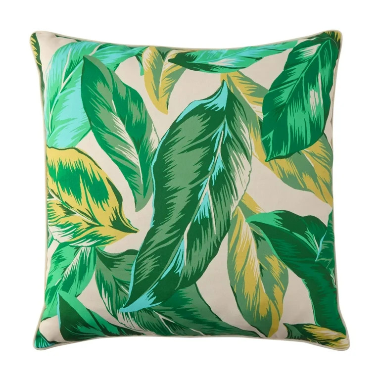 Better Homes & Gardens Palm Outdoor Throw Pillow, 21" x 21", Green | Walmart (US)