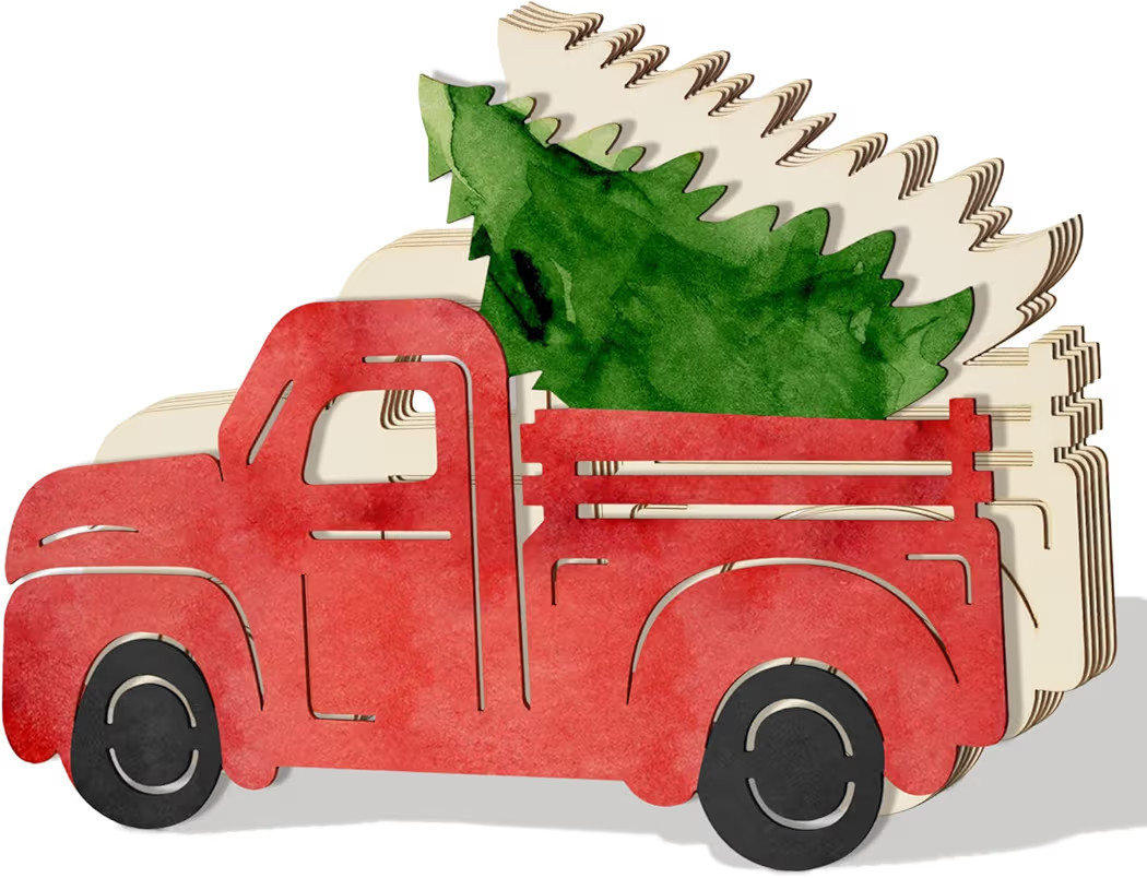 6 Pieces 10 inch Christmas Truck Unfinished Wood Slices Unpainted Cutout Wood Board Craft Blank H... | Amazon (US)