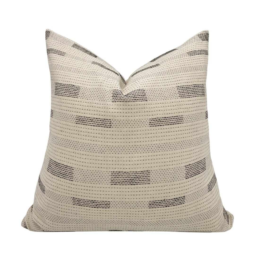 ANSLEY Neutral and Black Striped Lumbar Pillow Cover - Etsy | Etsy (US)