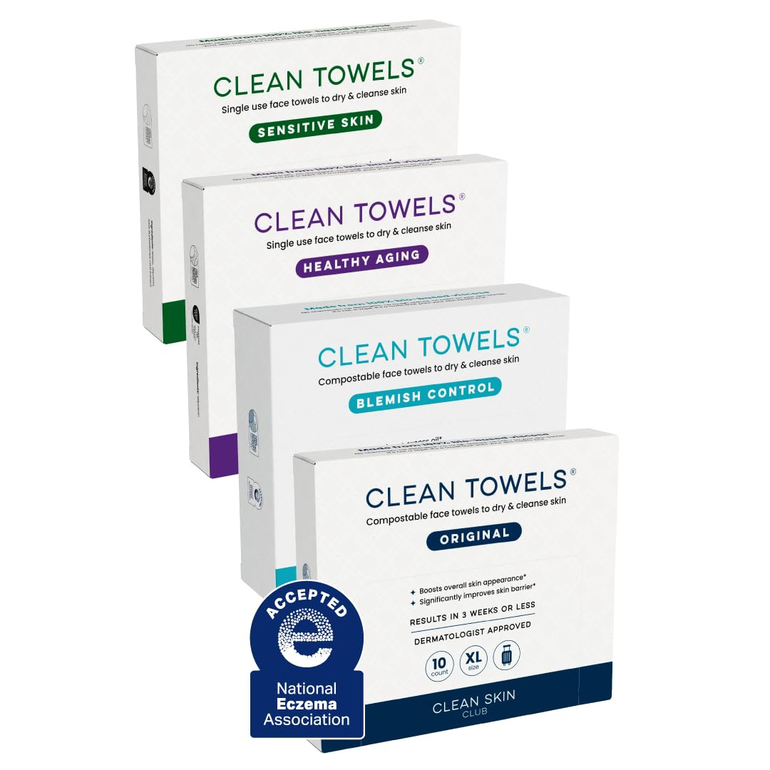 Clean Skin Club Clean Towels® XL Variety 4-Pack Travel Set, Disposable Face Towels, Includes Ori... | Amazon (US)