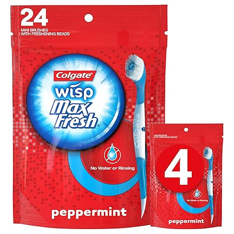 Colgate Max Fresh Wisp Disposable Mini Travel Toothbrushes, Peppermint - 24 Count (4 Pack) | Amazon (US)