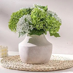 Mitt&Ditt Ceramic Flower Vase, 5.3 inch Off-White Farmhouse Rustic Vase, Handcrafted Weathered Po... | Amazon (US)