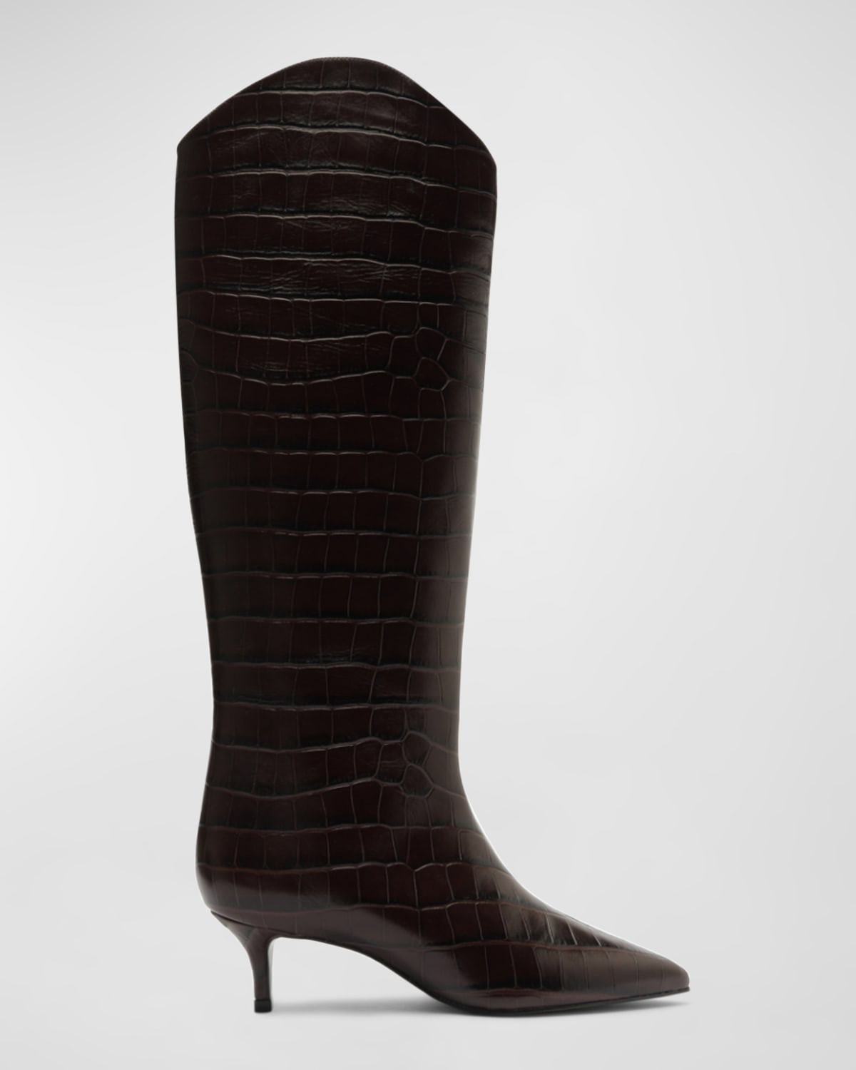 Maryana Croco Kitten Tall Boots | Neiman Marcus