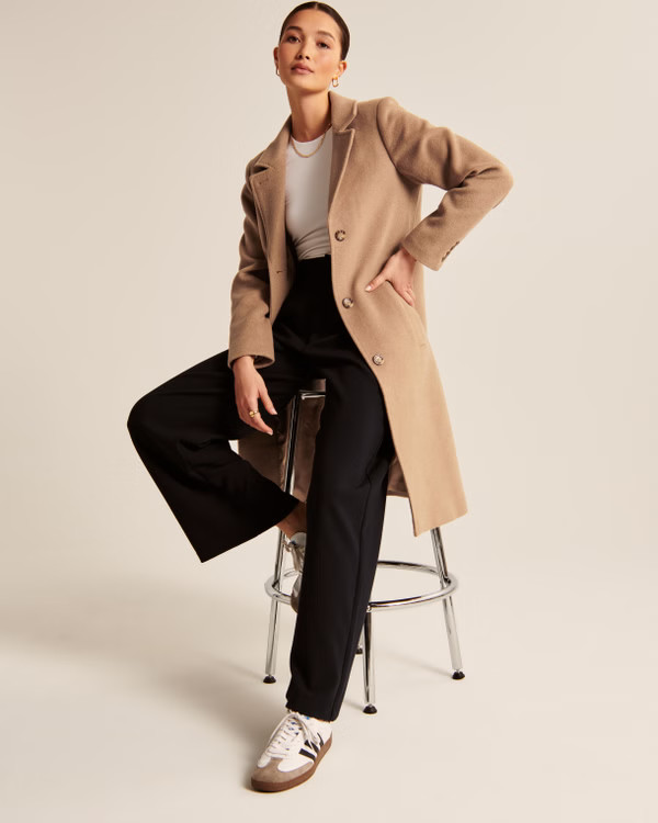 Women's Wool-Blend Belted Blanket Coat | Women's Coats & Jackets | Abercrombie.com | Abercrombie & Fitch (US)