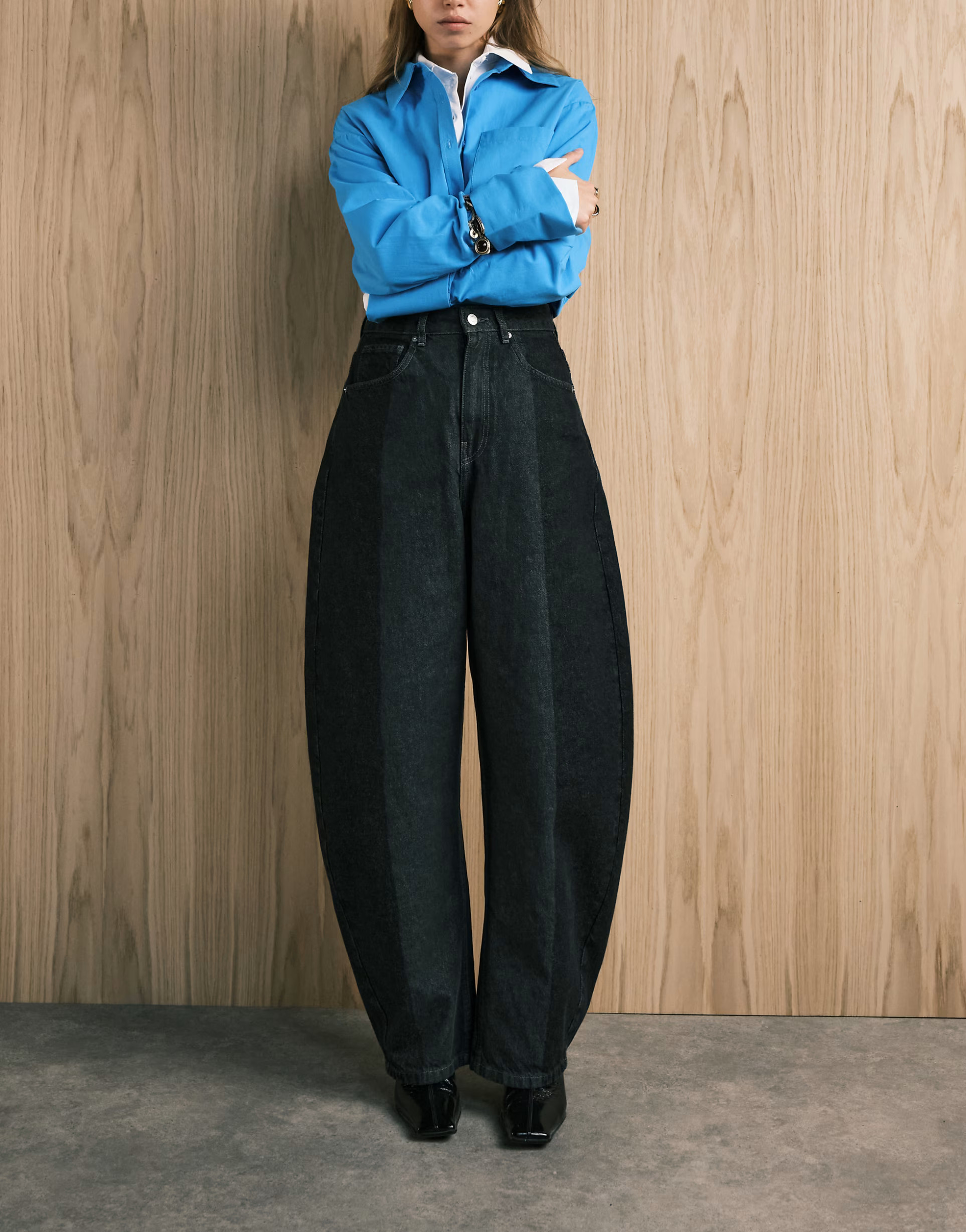 ASOS DESIGN high waisted barrel leg jeans in gray tonal wash | ASOS (Global)