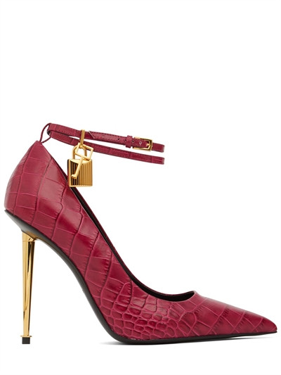 Tom Ford - 105mm padlock croc embossed leather pump - Raspberry | Luisaviaroma | Luisaviaroma