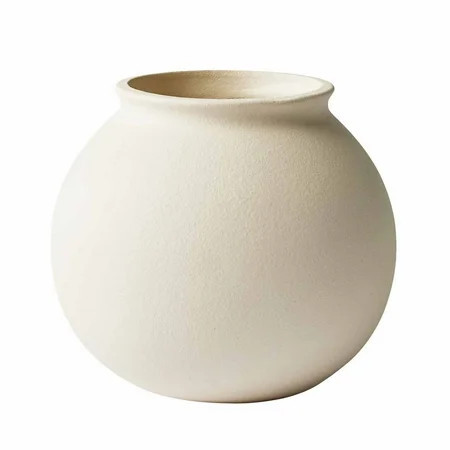 Better Homes & Gardens Matte Ceramic Round Vase, 5.9", Natural Beige White | Walmart (US)