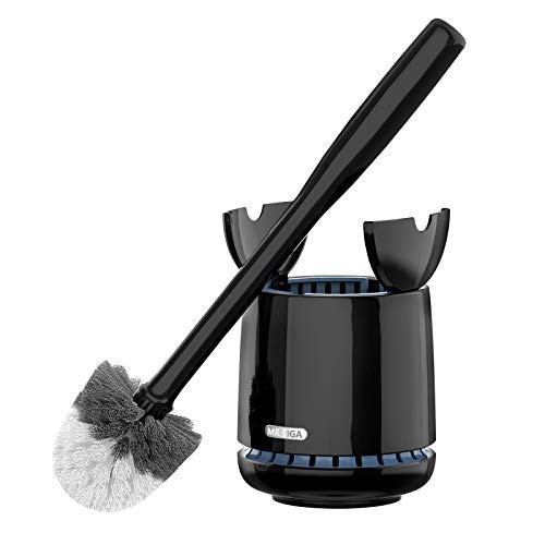 MR.SIGA Toilet Bowl Brush and Holder, Premium Quality, with Solid Handle and Durable Bristles for Bathroom Cleaning, Black, 1 Pack | Amazon (US)