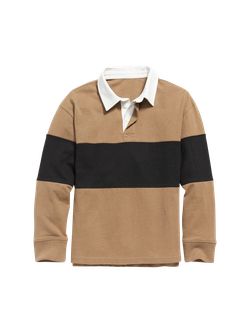 Gender-Neutral Color-Blocked Long-Sleeve Rugby Polo Shirt for Kids | Old Navy (US)