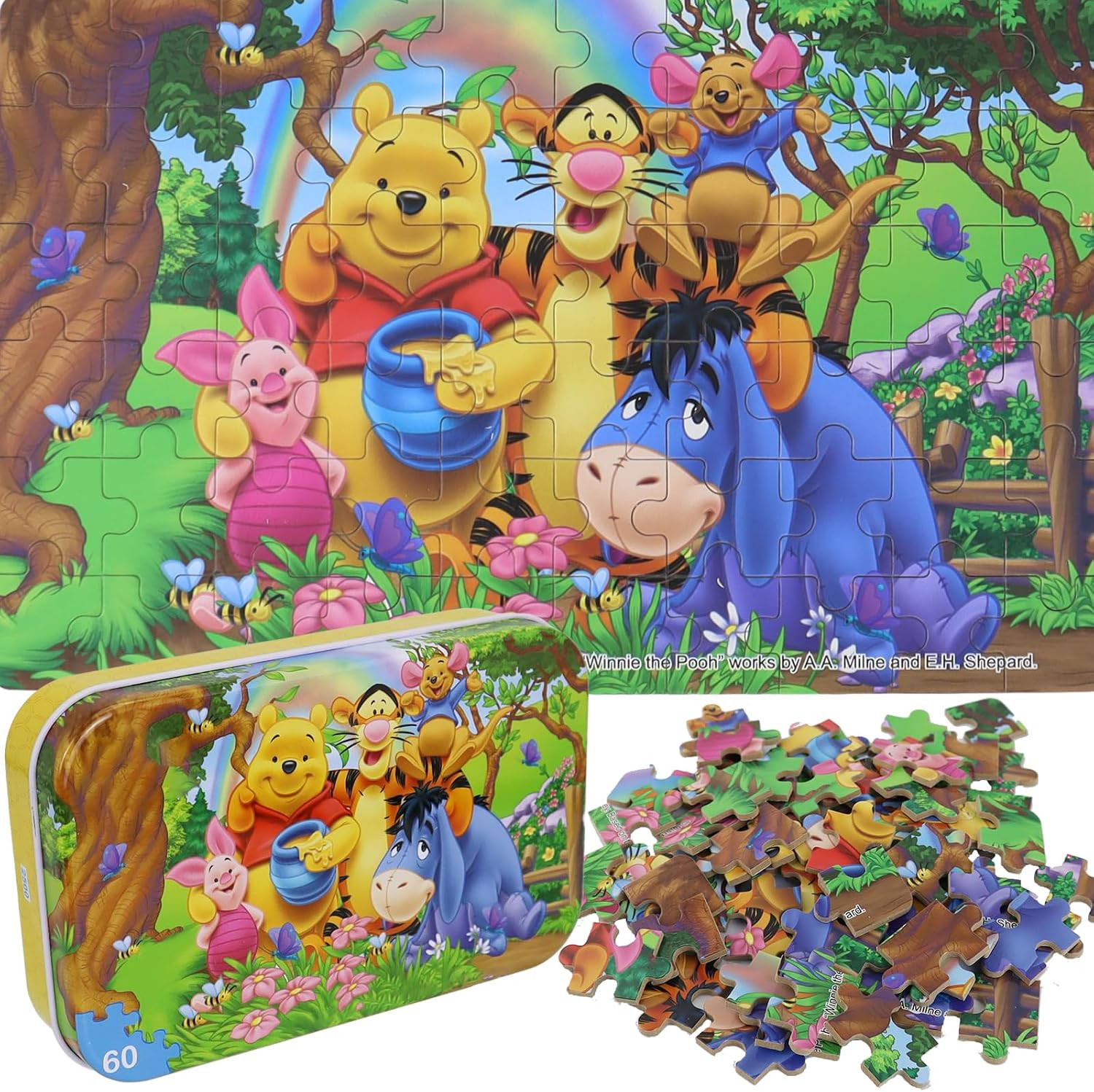 60 Piece Jigsaw Puzzles for Kids Ages 4-8 Bear Animal Party Puzzle- Family Game Reduced Pressure Toy Gift for Children (2500) | Amazon (US)