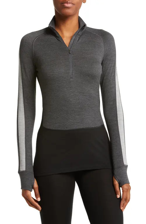 Icebreaker 250 ZoneKnit Wool Half Zip Sweater in Jet Heather/Black at Nordstrom, Size Large | Nordstrom