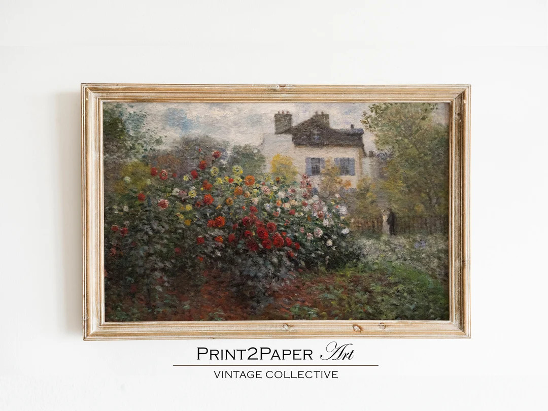 Cottage Oil Painting | Rose Garden Wall Art | Summer Vintage Muted Print | PRINTABLE Digital Down... | Etsy (CAD)