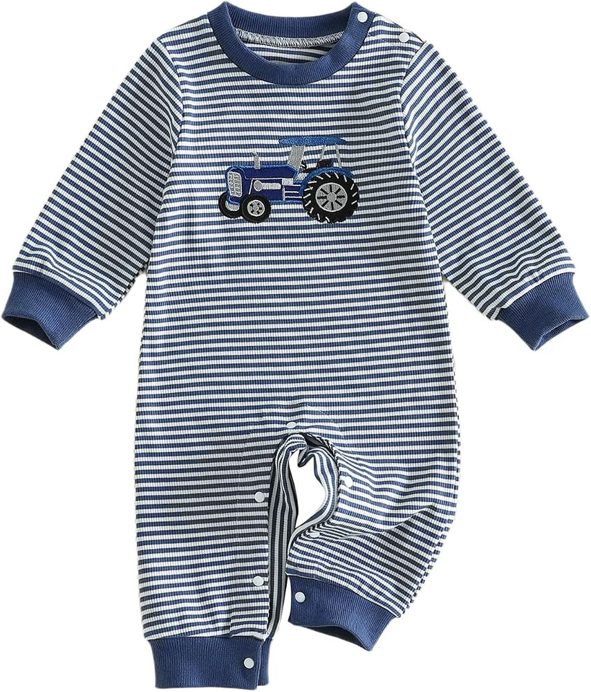 Newborn Baby Boy Fall Outfits Infant Long Sleeve Romper Jumpsuit | Amazon (US)