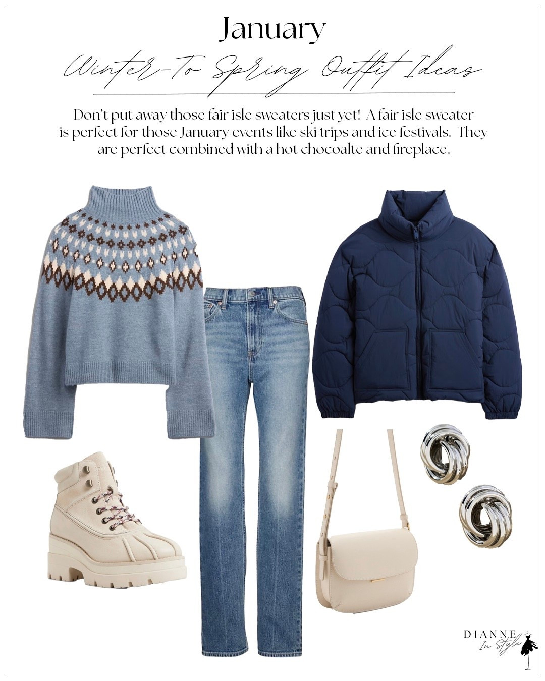 Another excerpt from my blog post on what to wear in January. Fair Isle sweaters are not just for the holidays - they are also perfect for that January “just got off the slopes” look.

#LTKSeasonal #LTKOver40 #LTKootd