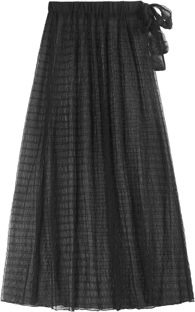 ZAFUL Women's Swimsuit Cover Up Crochet Sheer Short Beach Skirt with Tassels | Amazon (US)