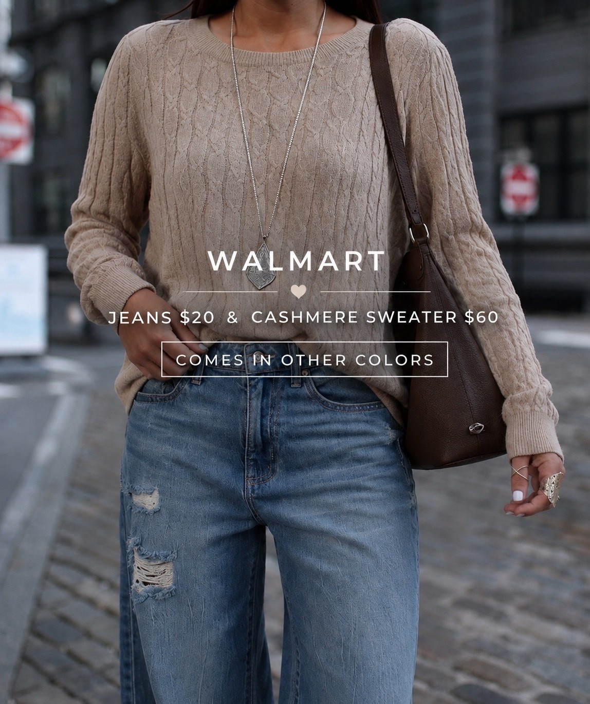 Walmart cashmere sweater $60 and jeans from Walmart only $20