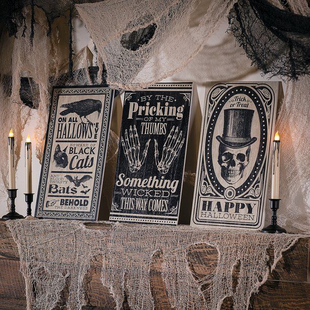 Vintage Halloween Vertical Signs (3) - Home Decor - 3 Pieces - Walmart.com | Walmart (US)