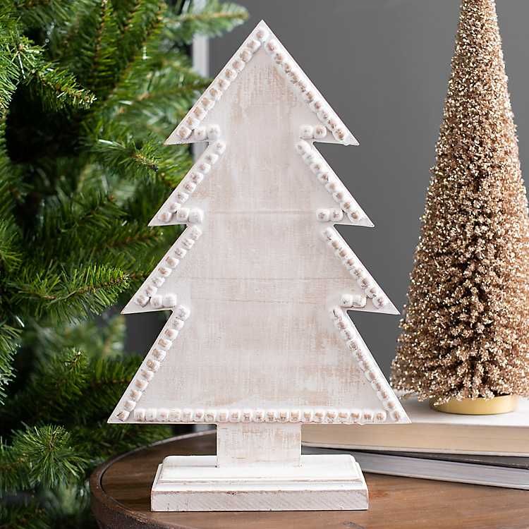 White Wooden Christmas Tree, 12 in. | Kirkland's Home
