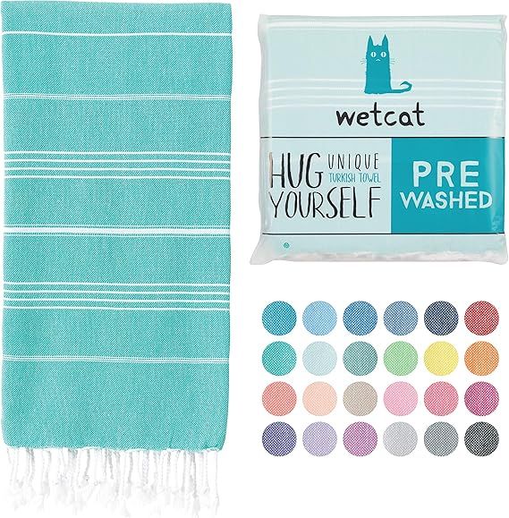 WETCAT Turkish Beach Blanket (38 x 71) - Prewashed for Soft Feel, 100% Cotton - Quick Dry Towel w... | Amazon (US)