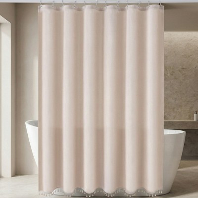 REGALWOVEN Waterproof Light-filtering Standard Modern Tassel Shower Curtain with 12 Hooks 71"W x 71"L 1 Pc Beige | Target
