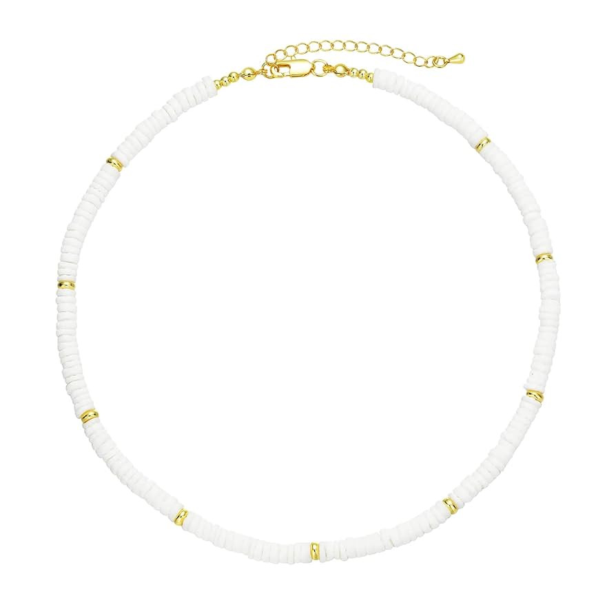 HJO Handmade Freshwater Pearl 18K Gold Plated Brass Beaded Necklace - Holiday, Party, Summer Beac... | Amazon (US)