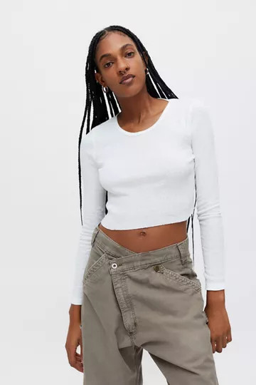 BDG Girlfriend Long Sleeve Cropped Top | Urban Outfitters (US and RoW)