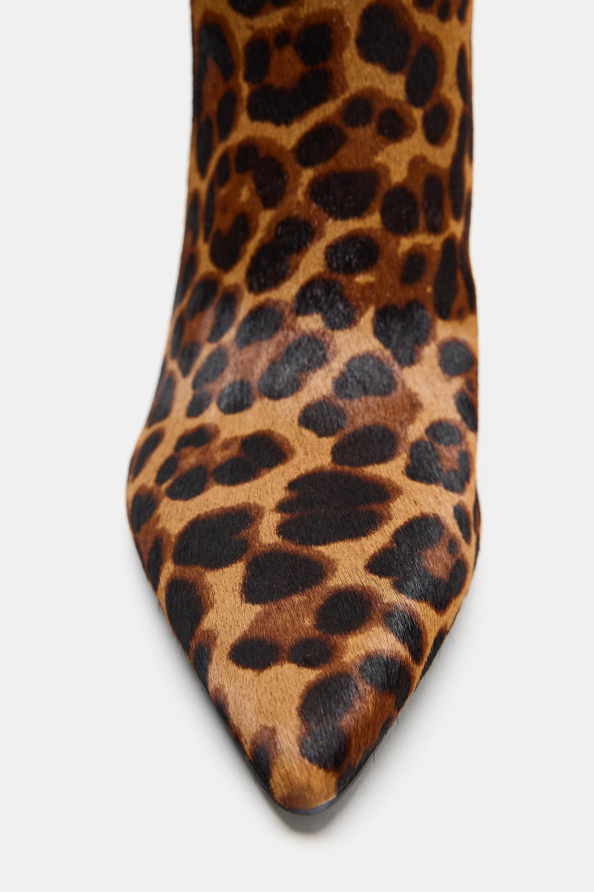 ANIMAL PRINT LEATHER BOOTS WITH FUR | Zara US