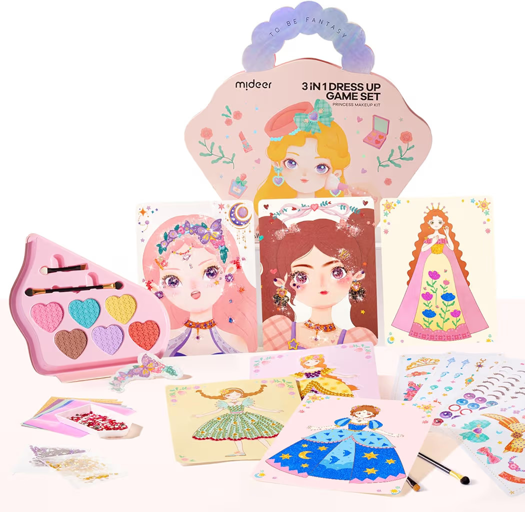 MiDeer 4-in-1 Dress Up Game Set,Princess Fantasy Makeup,Fantasy Dress-Up Kit,Cosmetics and Fashio... | Amazon (US)