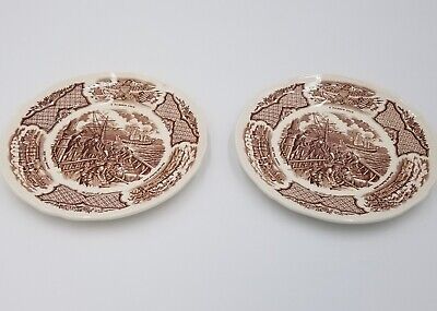 2 Fairwinds Vintage Alfred Meakin Staffordshire Brown Transferware Plates | eBay US