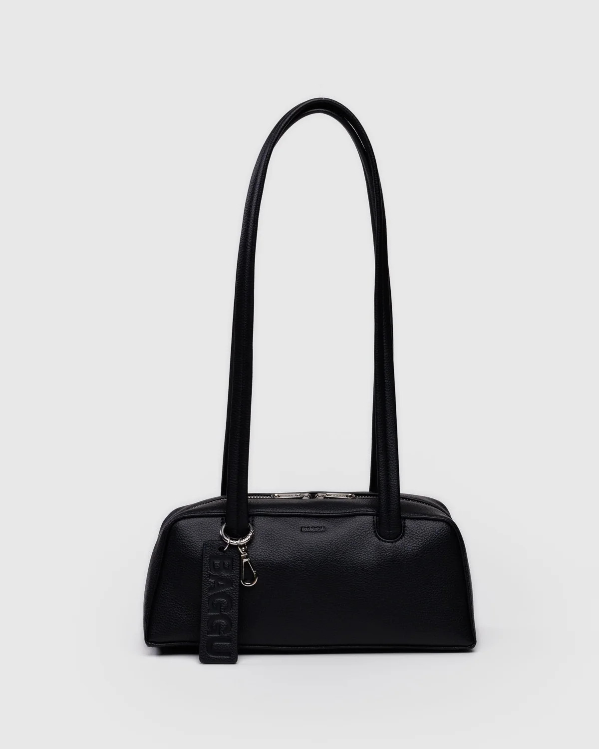 Small Recycled Leather Bowler Bag Black - Baggu | BAGGU