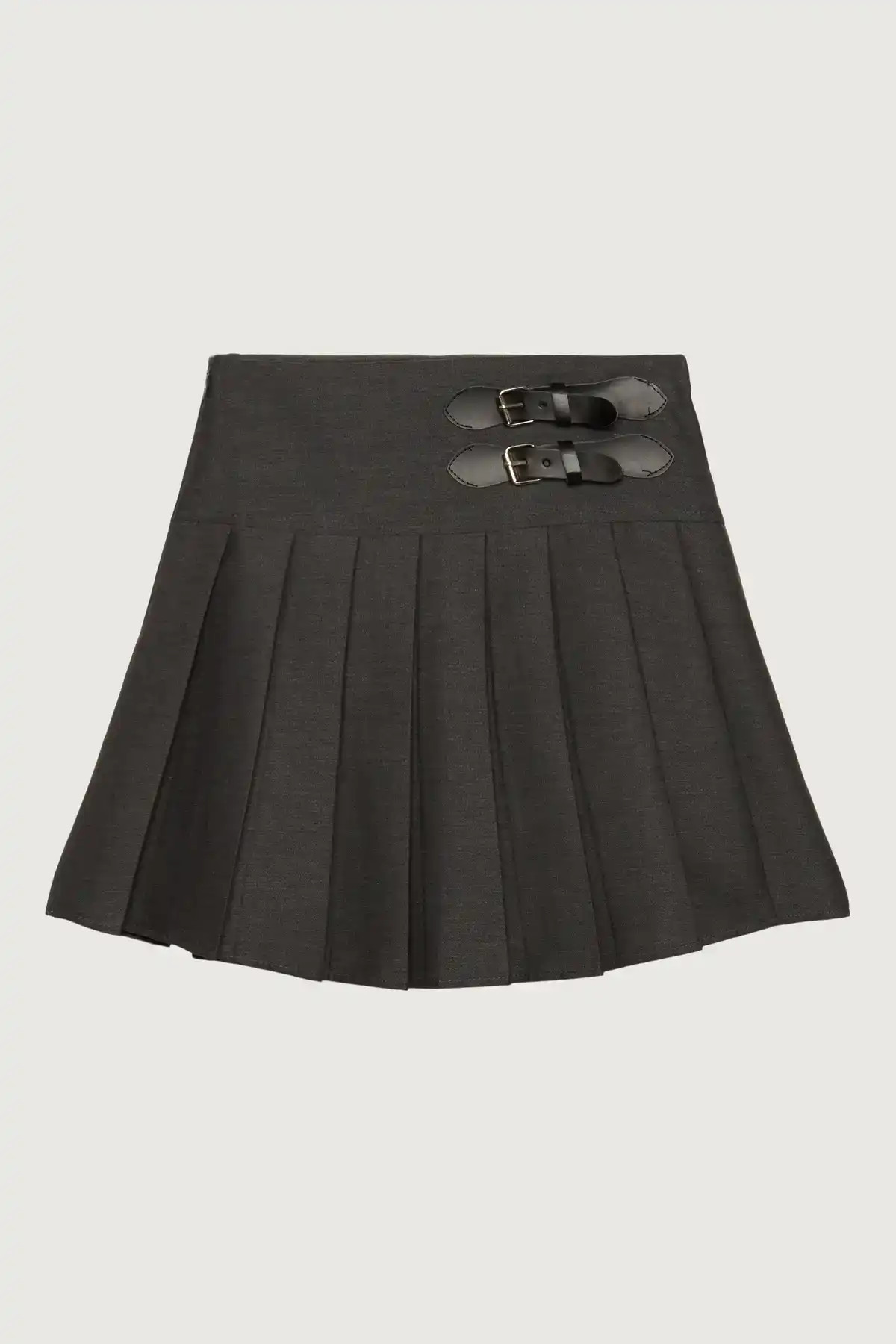 DOUBLE BELTED PLEATED MINI SKIRT | OAK + FORT