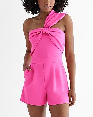 One Shoulder Sleeveless Bow Romper | Express