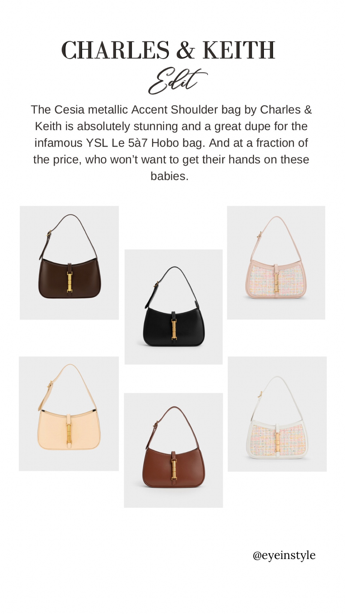 Looking for a stylish and affordable shoulder bag?!!! Then you’ll love the cesia  metallic accent shoulder bag by Charles & Keith 

#LTKFind #LTKunder100 #LTKitbag