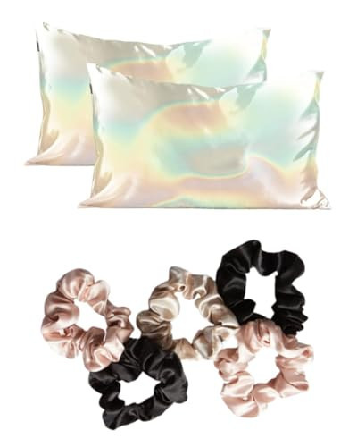 Kitsch Satin Pillowcase - Aura, 2pc & Satin Hair Scrunchies - Assorted, 5pc with Discount | Amazon (US)