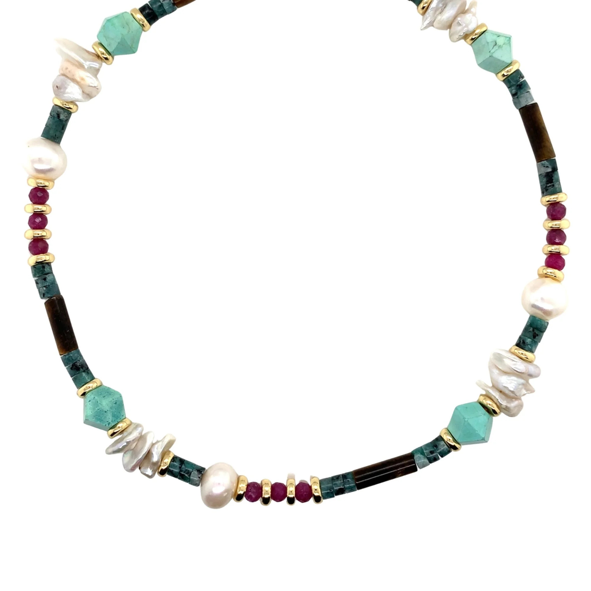 Noor Gemstone x Pearl Necklace | MaLi Beads