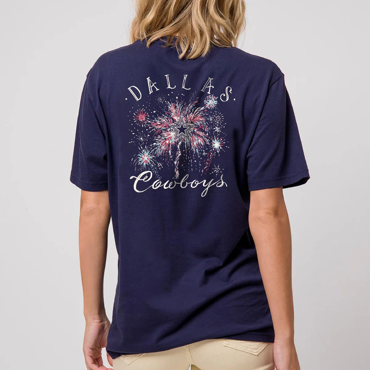 Cowboys Firework Palms T-shirt - Navy | Lauren James 