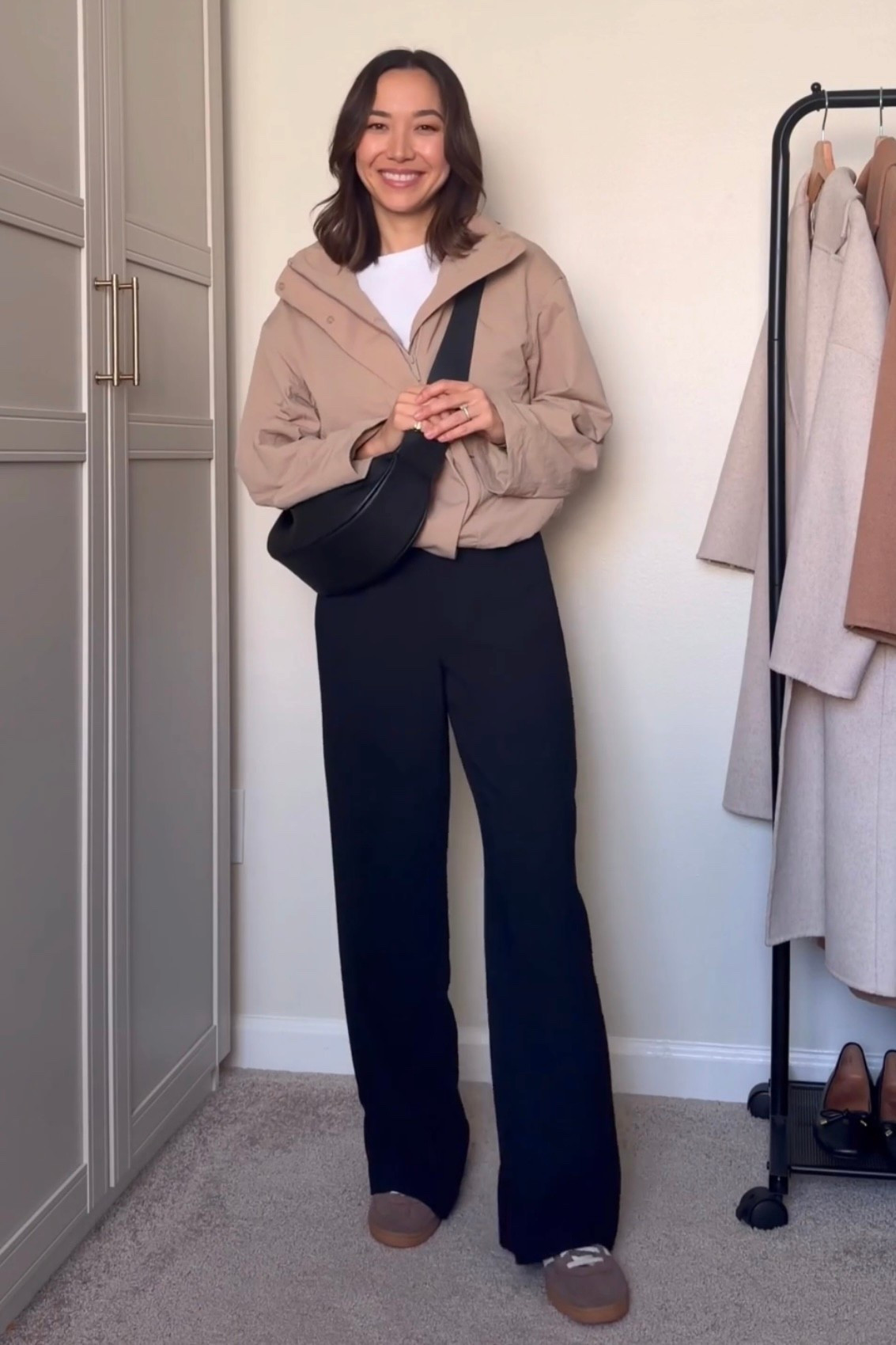 The perfect everyday casual chic spring jacket 

Lululemon always effortless evolve jacket xs 
Aritzia lodge pants xs


#LTKootd