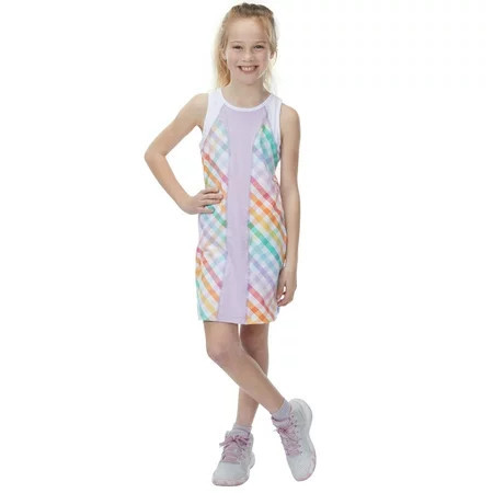 Street Tennis Club Girl Tennis Outfit – Sleeveless Tennis Dress with Shorts in Rainbow Gingham Pattern - Size L/10 | Walmart (US)