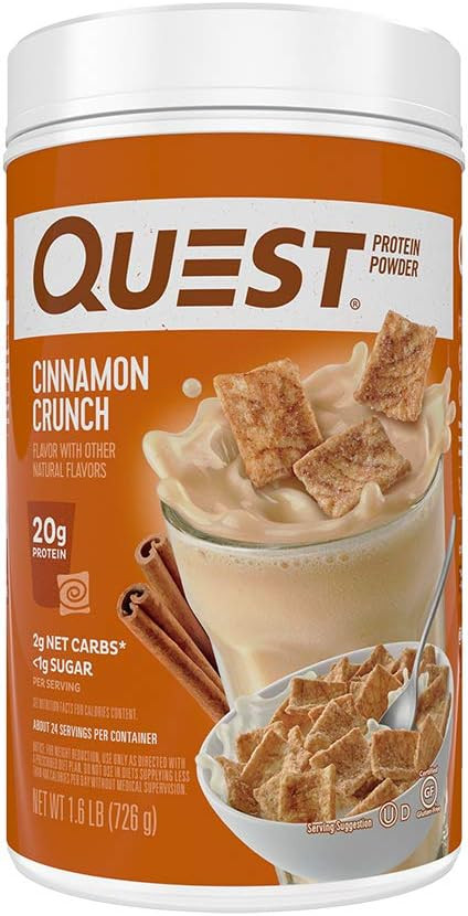 Quest Nutrition Cinnamon Crunch Protein Powder, High Protein, Low Carb, Gluten Free, Soy Free, 25... | Amazon (US)