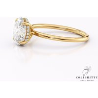 Moissanite Oval Halo Engagement Ring, Solitaire Moissanite 9x7 Oval 14K Gold Ring After 10 Years | Etsy (US)
