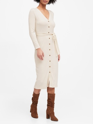 Ribbed Button-Down Dress | Banana Republic (US)