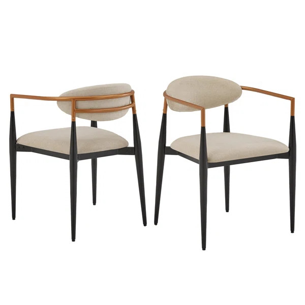 Johne Fabric Upholstered Back Armchair, Copper/Black Dual-tone Finish (Set of 2) | Wayfair North America
