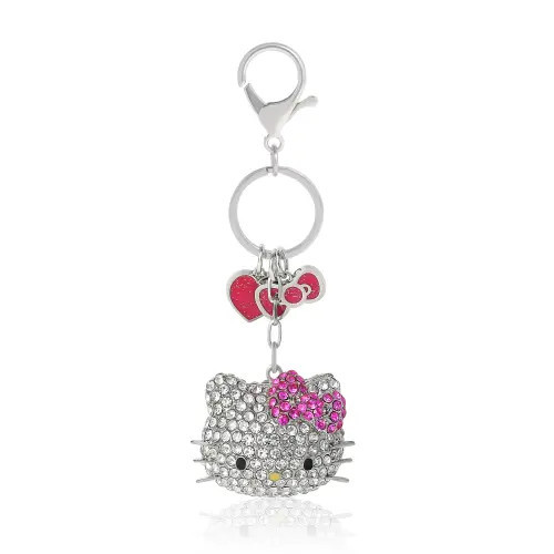 Hello Kitty Crystal Cluster Pavé Bag Charm Keychain in Clear Crystal, Pink at Nordstrom | Nordstrom
