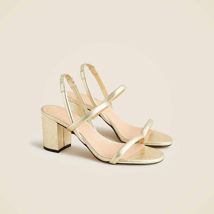 Lucie slingback block-heel sandals in metallic leather | J. Crew US