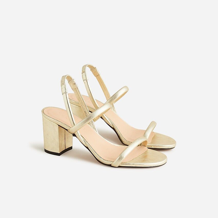 Lucie slingback block-heel sandals in metallic leather | J.Crew US