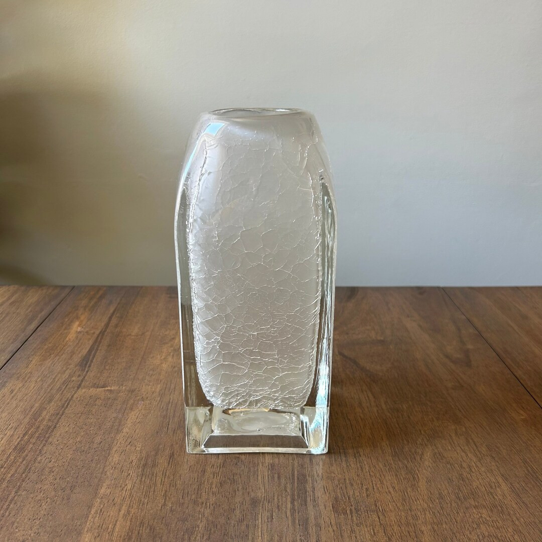 Sven Palmqvist for Orrefors Sweden Encased Crackle Glass Vase - Etsy | Etsy (US)