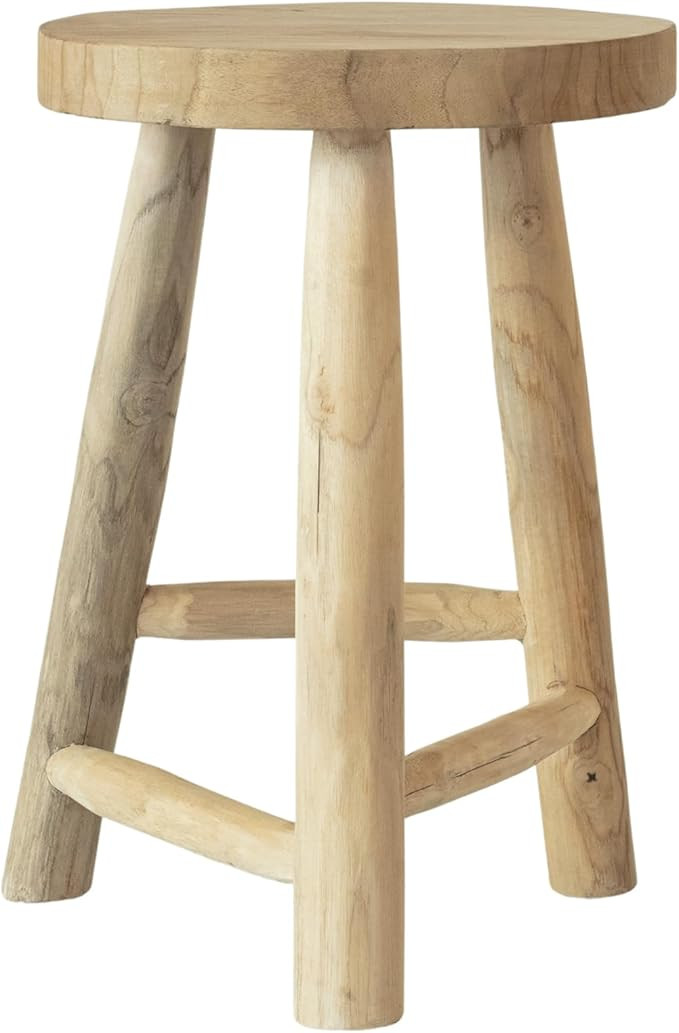 Bloomingville Bleached Teakwood Round Stool, Natural | Amazon (US)